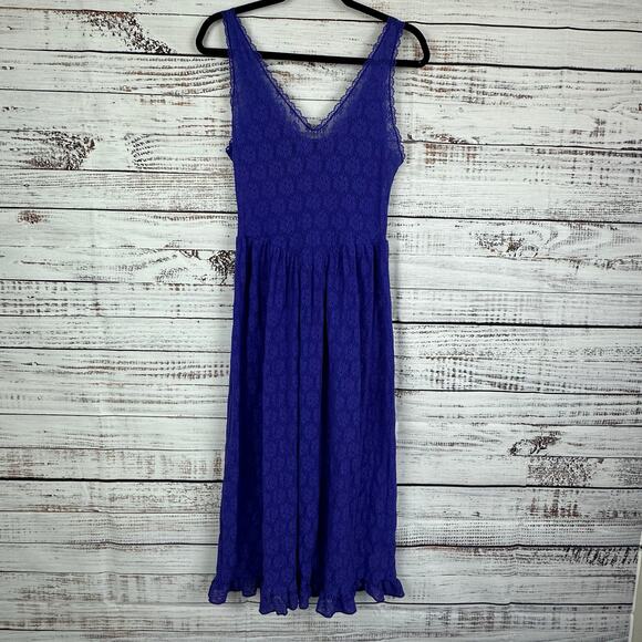 Vintage EUC Women's Maidenform Full Sheer Lace Purple Tank Slip Nightgown Sz Med - Picture 2 of 7